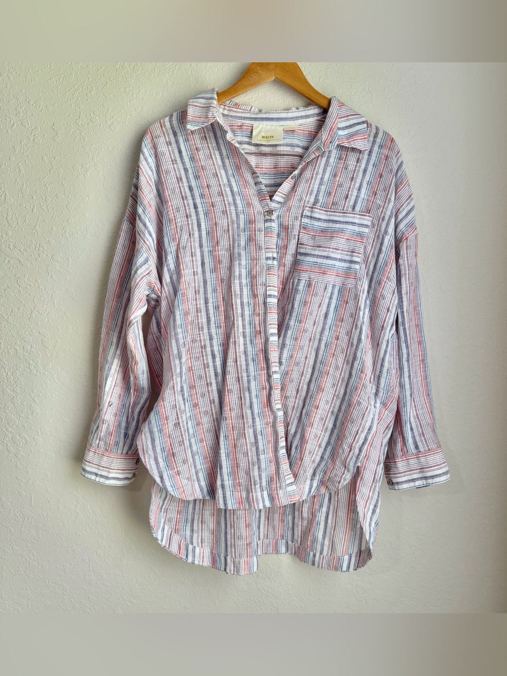 Maeve Anthropologie Striped Lightweight button down shirt oversized small
